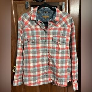 Jachs Girlfriend “Bea” Western Flannel Womens Size XL Pearl Snap‎